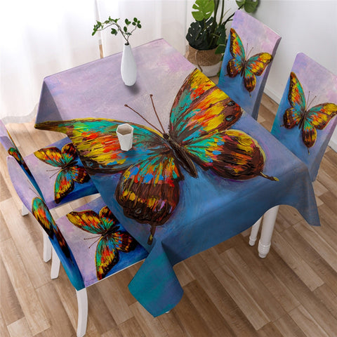 Flying Butterfly Waterproof Rectangular Dinner Tablecloth
