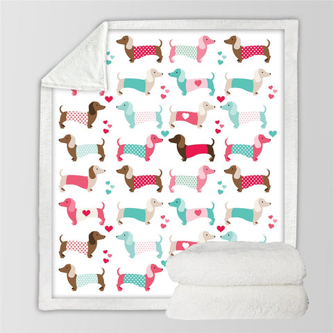 Dachshund Lover Sherpa Fleece Blanket Cartoon Plush Throw for Kid Adult Thin Quilt
