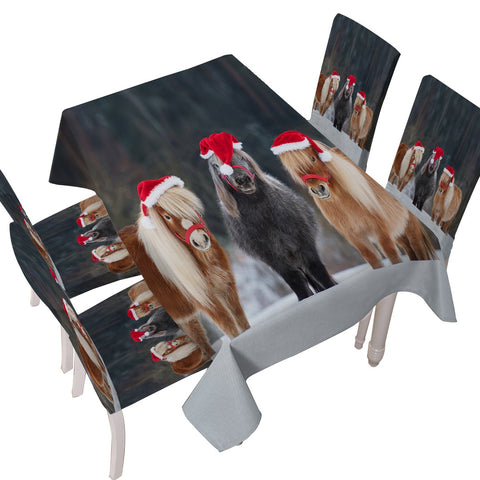 Christmas Hat Pony Waterproof Rectangular Dinner TableCloth by Ismot Esha