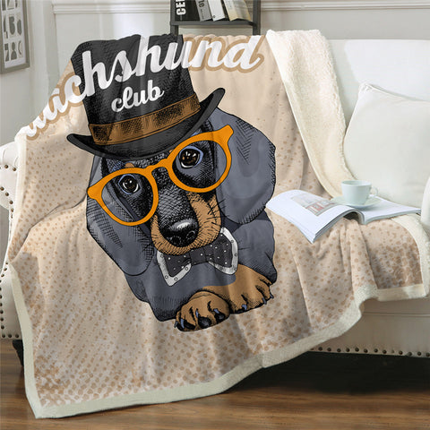Dachshund Lover Sherpa Fleece Blanket Cartoon Plush Throw for Kid Adult Thin Quilt
