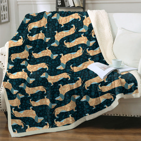 Dachshund Lover Sherpa Fleece Blanket Cartoon Plush Throw for Kid Adult Thin Quilt
