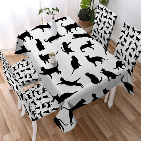 Cute Cat Animal Lover Waterproof Rectangular Dinner Tablecloth