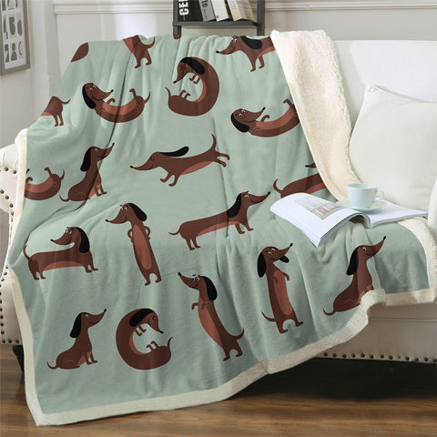 Dachshund Lover Sherpa Fleece Blanket Cartoon Plush Throw for Kid Adult Thin Quilt