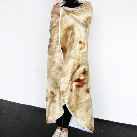Burrito Tortilla Pizza Blanket Soft Round Blanket for Bed Warm Fleece Sofa