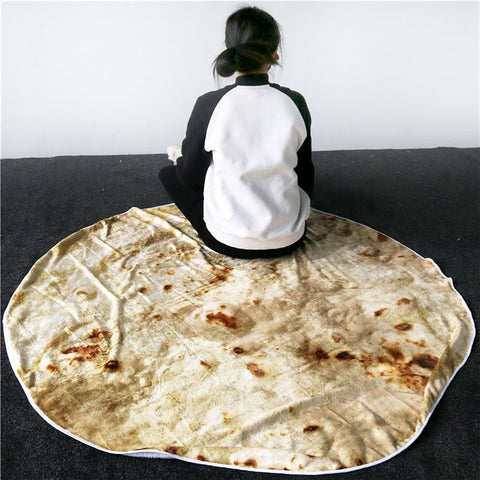 Burrito Tortilla Pizza Blanket Soft Round Blanket for Bed Warm Fleece Sofa