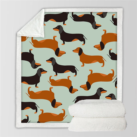 Dachshund Lover Sherpa Fleece Blanket Cartoon Plush Throw for Kid Adult Thin Quilt