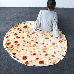 Burrito Tortilla Pizza Blanket Soft Round Blanket for Bed Warm Fleece Sofa