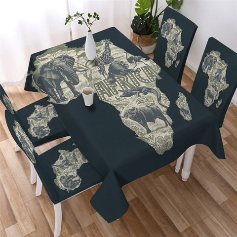 African Egyptian Geometric Ethnic Waterproof Rectangular Dinner Tablecloth