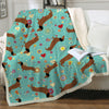 Image of Dachshund Lover Sherpa Fleece Blanket Cartoon Plush Throw for Kid Adult Thin Quilt
