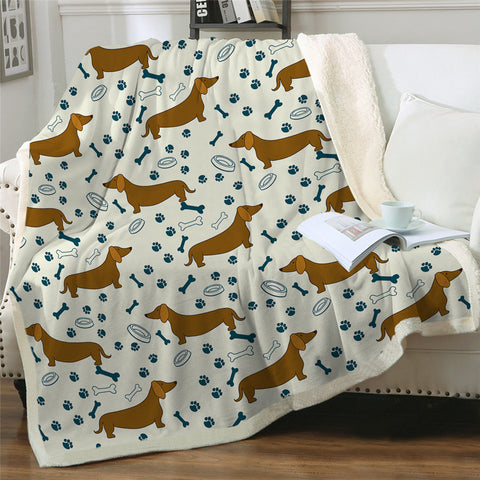 Dachshund Lover Sherpa Fleece Blanket Cartoon Plush Throw for Kid Adult Thin Quilt