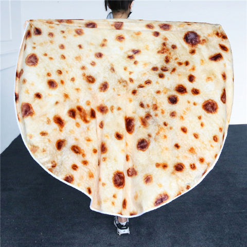 Burrito Tortilla Pizza Blanket Soft Round Blanket for Bed Warm Fleece Sofa