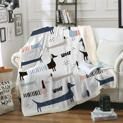 Dachshund Lover Sherpa Fleece Blanket Cartoon Plush Throw for Kid Adult Thin Quilt