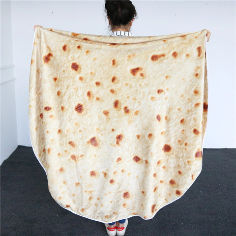 Burrito Tortilla Pizza Blanket Soft Round Blanket for Bed Warm Fleece Sofa