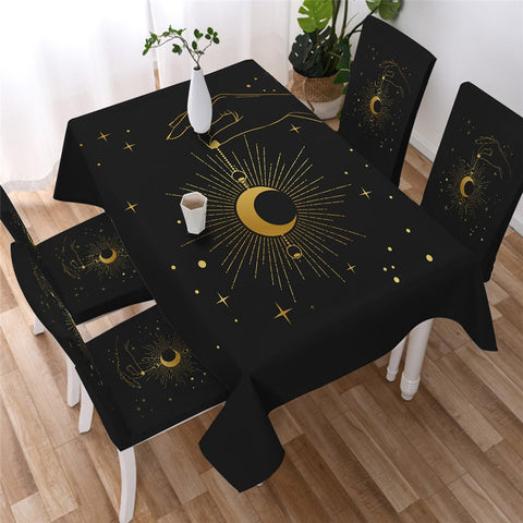 Mandala Bohemian Moon Star Decoration Waterproof Rectangular Dinner Tablecloth