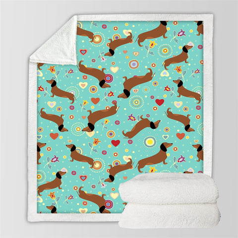 Dachshund Lover Sherpa Fleece Blanket Cartoon Plush Throw for Kid Adult Thin Quilt