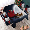 Image of Christmas Santa and Deer Flying To The Moon Waterproof Rectangular Dinner TableCloth by Ismot Esha