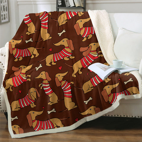 Dachshund Lover Sherpa Fleece Blanket Cartoon Plush Throw for Kid Adult Thin Quilt