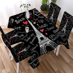France Paris Eiffel Tower Waterproof Rectangular Dinner TableCloth