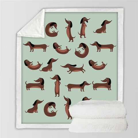 Dachshund Lover Sherpa Fleece Blanket Cartoon Plush Throw for Kid Adult Thin Quilt