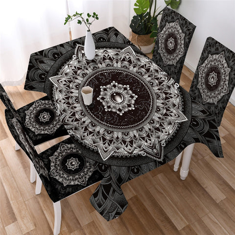 Mandala by Brizbazaar Mysterious Universe Gemstone Waterproof Rectangular Dinner Tablecloth
