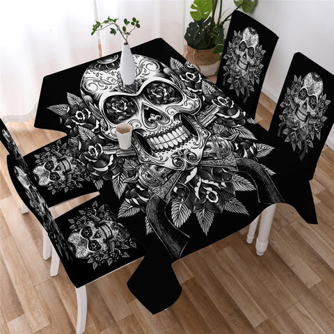 Skull Gothic Waterproof Rectangular Dinner Tablecloth