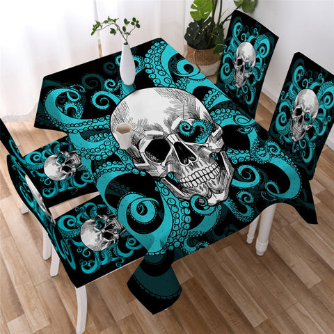 Skull Gothic Waterproof Rectangular Dinner Tablecloth