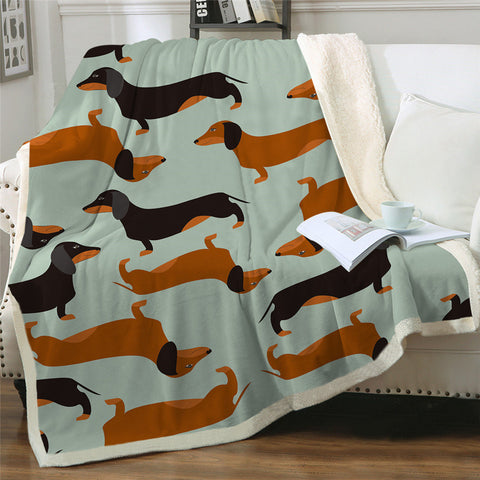 Dachshund Lover Sherpa Fleece Blanket Cartoon Plush Throw for Kid Adult Thin Quilt