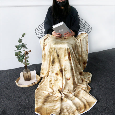 Burrito Tortilla Pizza Blanket Soft Round Blanket for Bed Warm Fleece Sofa