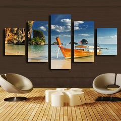 Island Hopping Boat Seascape Wall Art Decor Canvas Printing