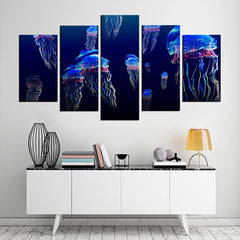 Jellyfish Vivid Abstract Underwater Ocean Wall Art Decor Canvas Printing