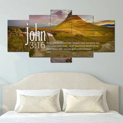 John 3-16 Bible Verse Christian Landscape Wall Art Decor Canvas Printing