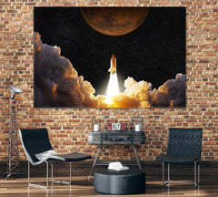 Launching Spacecraft Shuttle Wall Art Canvas Printing Decor-1Panel