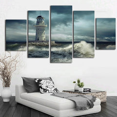 Lighthouse Rough Seas Storm Wall Art Decor Canvas Printing