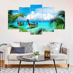 Long Tail Boats Ocean Tropical Beach Wall Art Decor Canvas Printing
