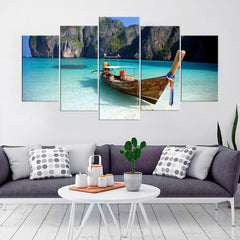 Longtail Boat of Phuket Blue Ocean Wall Art Decor Canvas Printing
