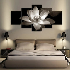 Lotus Flower Black and White Wall Art Decor Canvas Printing