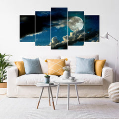 Moon Earth from Space Milky Way Wall Art Decor Canvas Printing