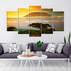 Mountain Kilimanjaro Landscape Sunrise Wall Art Decor Canvas Printing