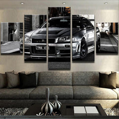 Nissan Skyline Car Black-White Wall Art Decor Canvas Printing