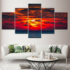Image of Ocean Sunset Red Sky Wall Art Decor Canvas Printing