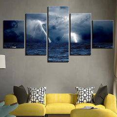 Ocean Thunderstorm Lightning Clouds Waves Wall Art Decor Canvas Printing