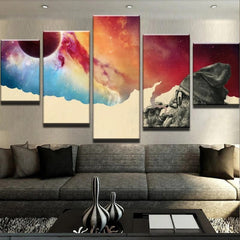 Old Hipster Hippy Smoking Galaxy Space Wall Art Decor Canvas Printing