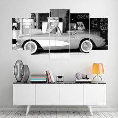 Old Vintage Black and White Cars Wall Art Decor Canvas Printing