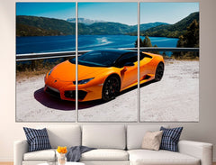 Orange Lamborghini Car Sport Wall Art Decor Canvas Printing
