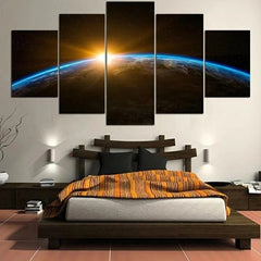 Outer Space Planet Earth Sunset Wall Art Decor Canvas Printing