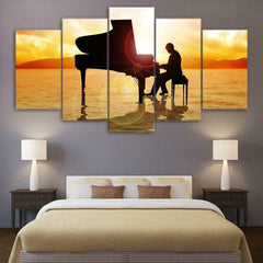 Piano Man Playing Music In The Sunset Wall Art Decor Canvas Printing
