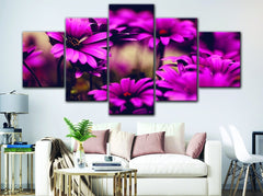 Pink & Black Flowers Wall Art Decor Canvas Printing