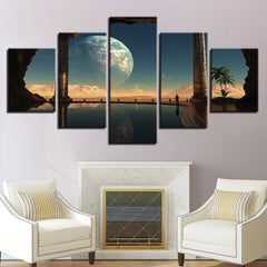 Planets Space Moon Abstract Wall Art Decor Canvas Printing