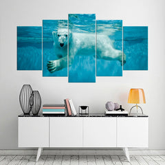 Polar Bear Swimming Underwater Wall Art Decor Canvas Printing