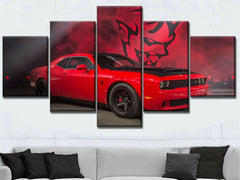 Red Dodge Challenger Muscle Car Wall Art Decor Canvas Printing